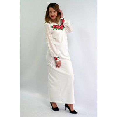 Embroidered dress "Rose Breath 6" milk